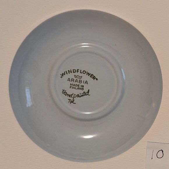 Vintage Handpainted Arabia Finland Windflower Teacup and Saucer with Flaw - Picture 14 of 14